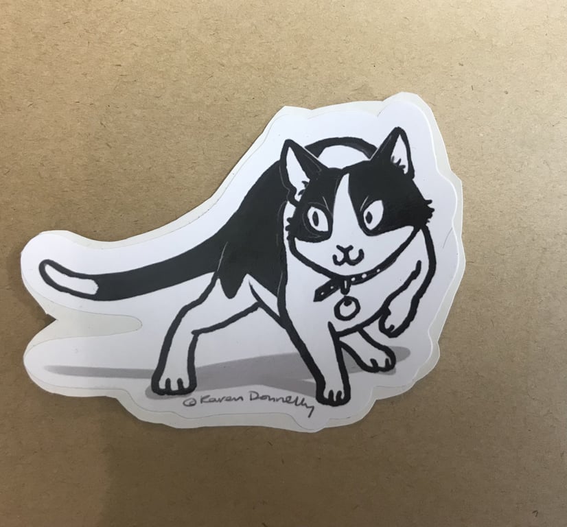 Hunter, Sticker of cartoon Kitten illustration
