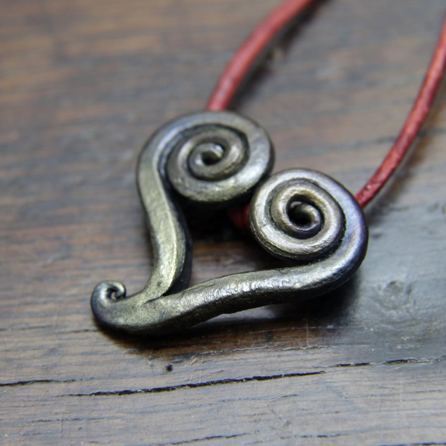Forged iron heart pendant