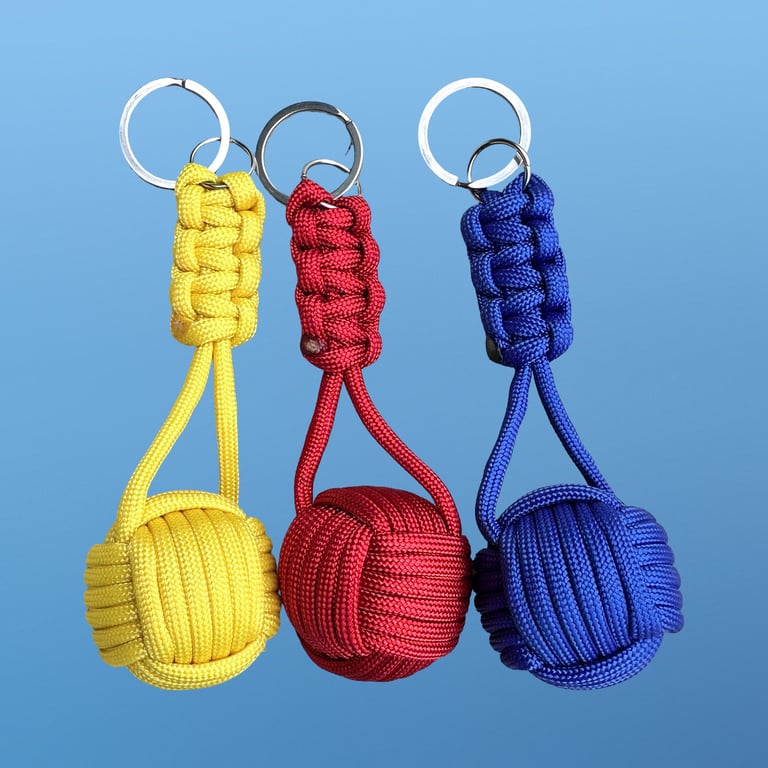 Handmade Monkey Fist Keyring Trio - The Primary Collection - Best Value Bundle