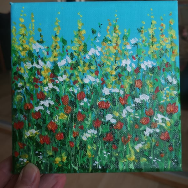 'Floral Flames' original mini canvas