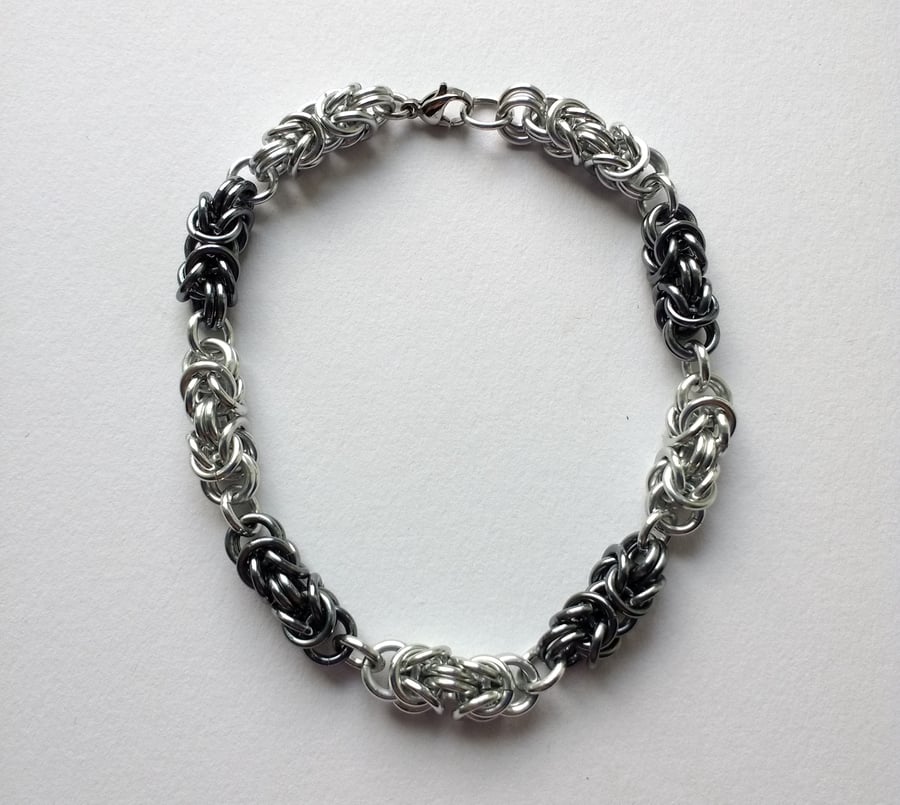Byzantine Woven Chain Mail Bracelet, Anodised Aluminium