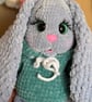     Handmade Crochet Amigurumi Bunny – Silver Grey with Turquoise Hoodie - Image 4