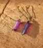 Handmade dyed quartz and antiqued bronze with glass bead accent crystal earrings - Image 2