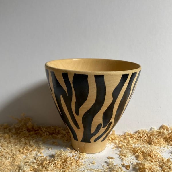 Zebra Print Vase, Hand Turned Home Decor, Desk Ornament, Handmade in Yorkshire