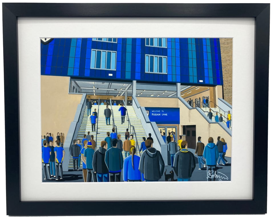 A.F.C Wimbledon, Plough Lane. Framed, Football Memorabilia Art Print.