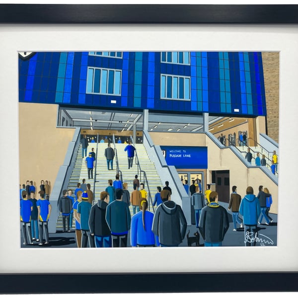 A.F.C Wimbledon, Plough Lane. Framed, Football Memorabilia Art Print.