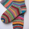 hand knit womens scrappy wool socks UK 4-6