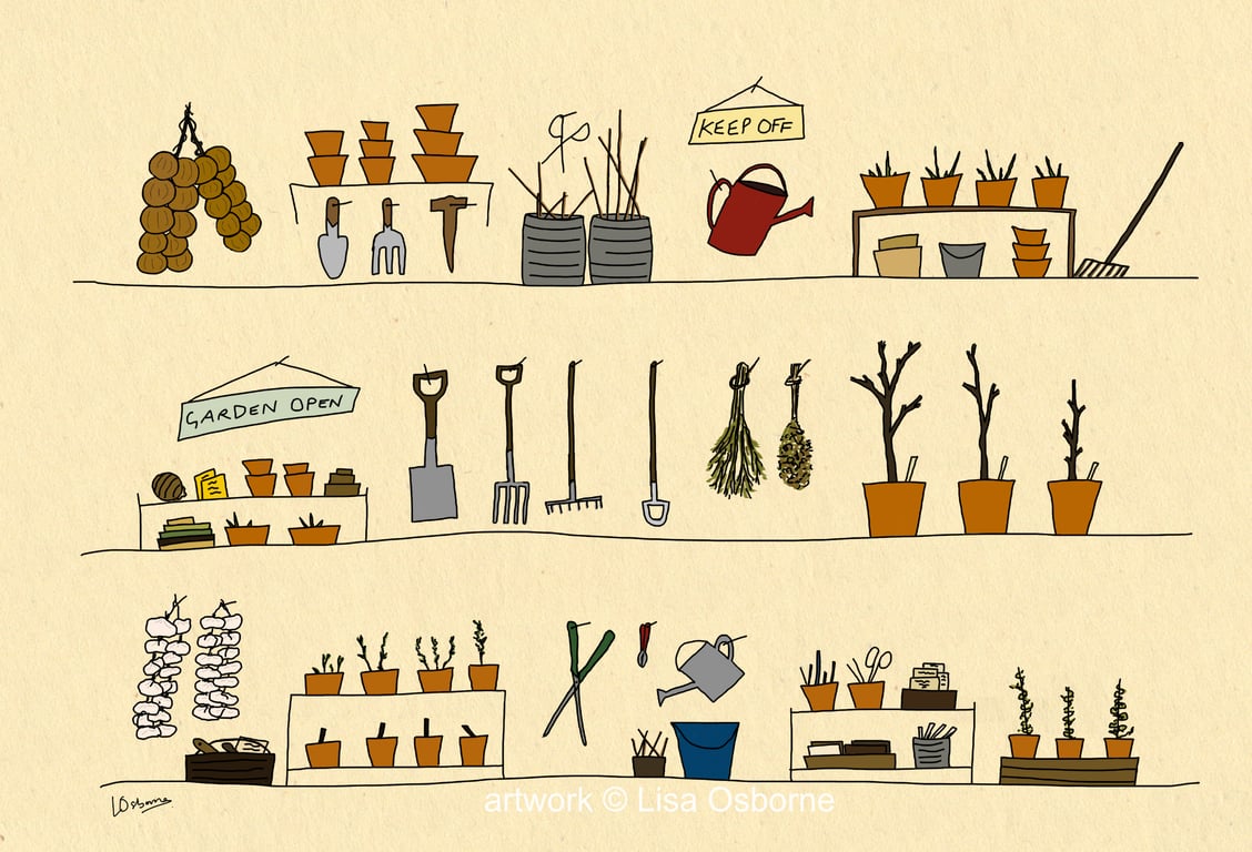 Potting shed - gardening print 