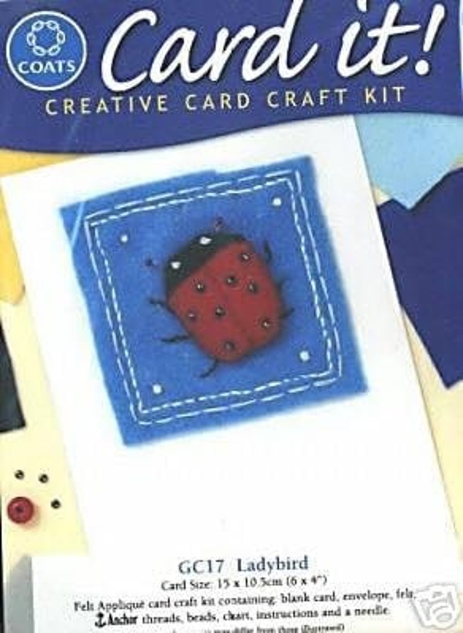 Ladybird Felt Applique Card Kit - Card It! Series