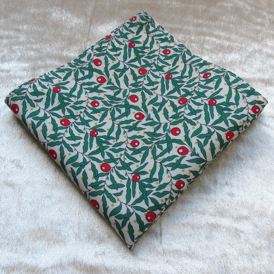 Cotton handkerchief.  A handkerchief made from Liberty Lawn.  Berries design.