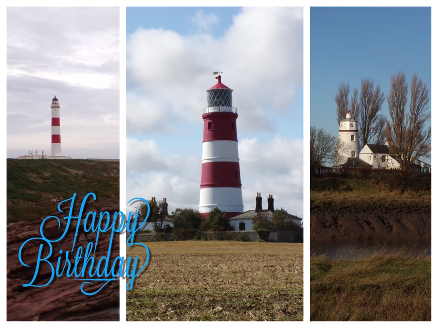 Lighthouse Happy Birthday Card A5