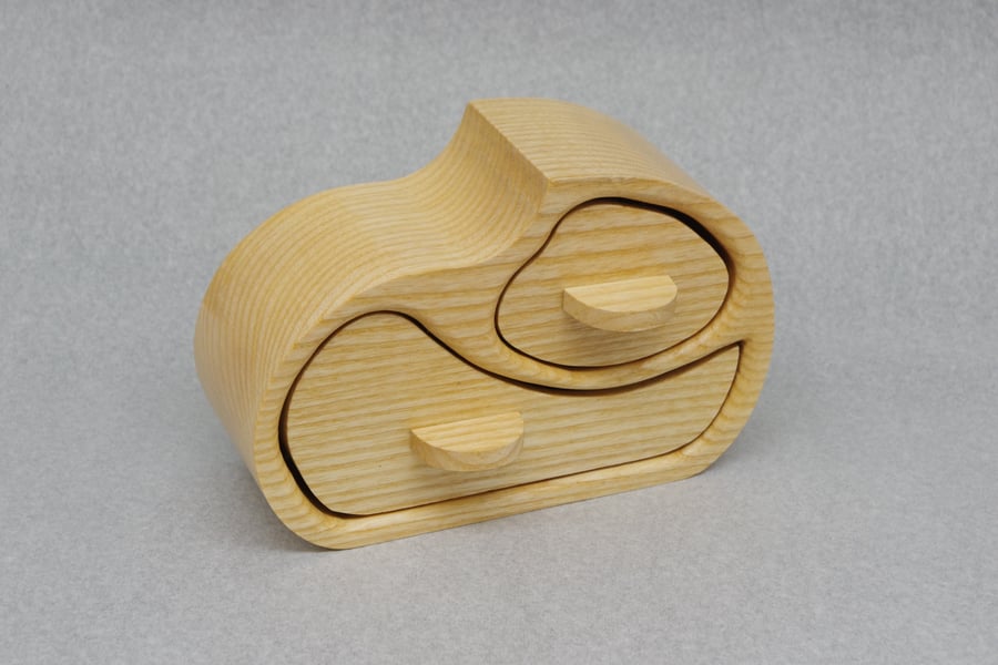 Handmade Wooden Trinket, Jewel Box. With Secret Drawer. 