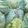 Hand-dyed 100% WOOL CHUNKY greens on grey marl