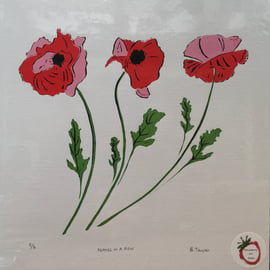 Poppies in a Row - Handmade Silkscreen Print