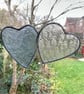 Stained Glass Double Heart Suncatcher - Handmade Window Decoration - Blue  - Image 1
