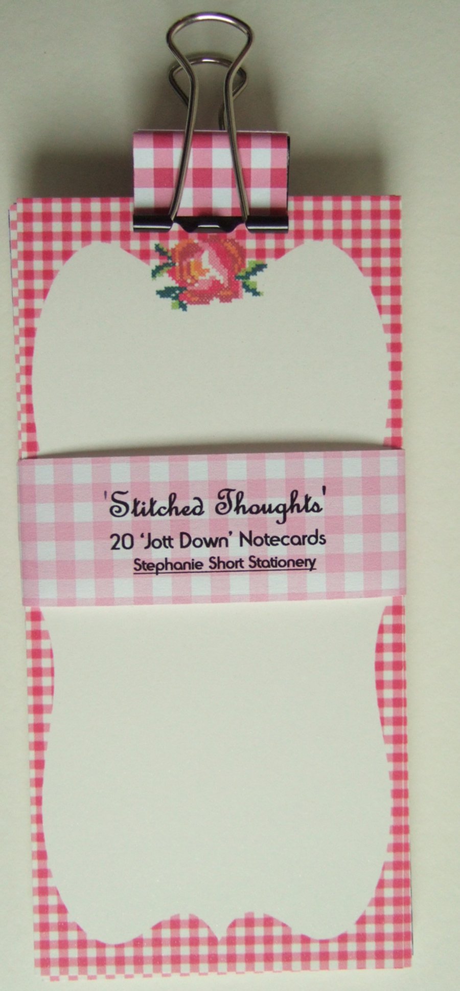 'Stitched Thoughts' Set of 20 ' Jott Down' Notecards,Handmade Notecards