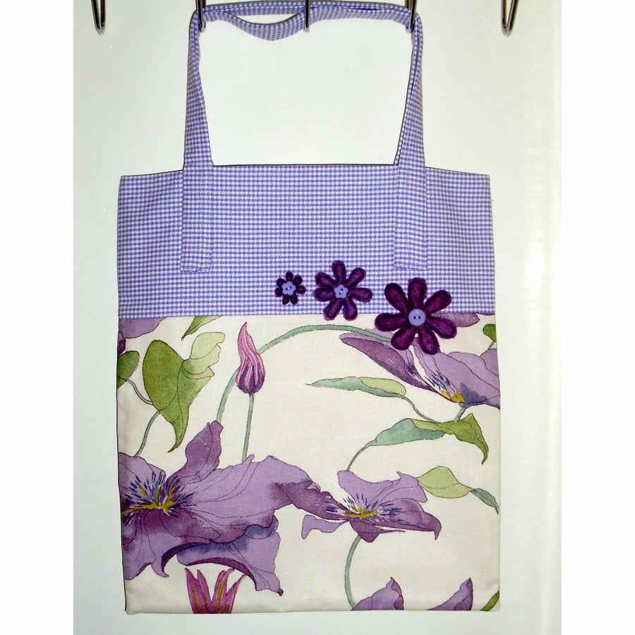 SALE Fabric shopping bag tote or book bag