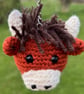 Crochet Highland Cow Keyring or Bag Charm – Approx 7cm Tall