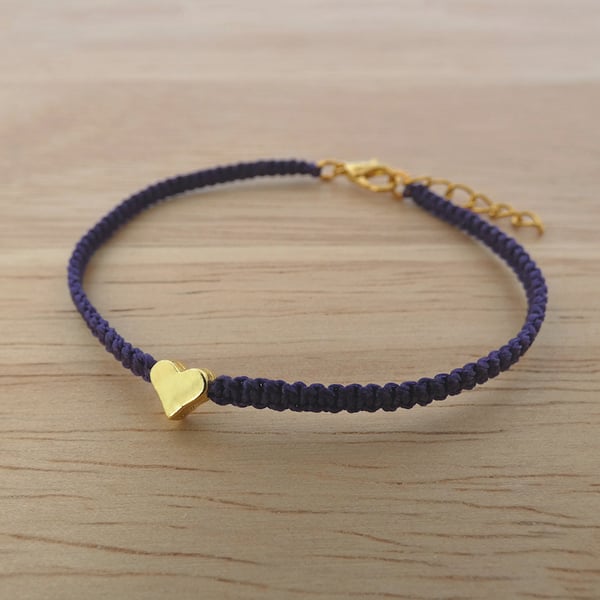 Deep purple macrame bracelet for women in gold plate. Ref: 352