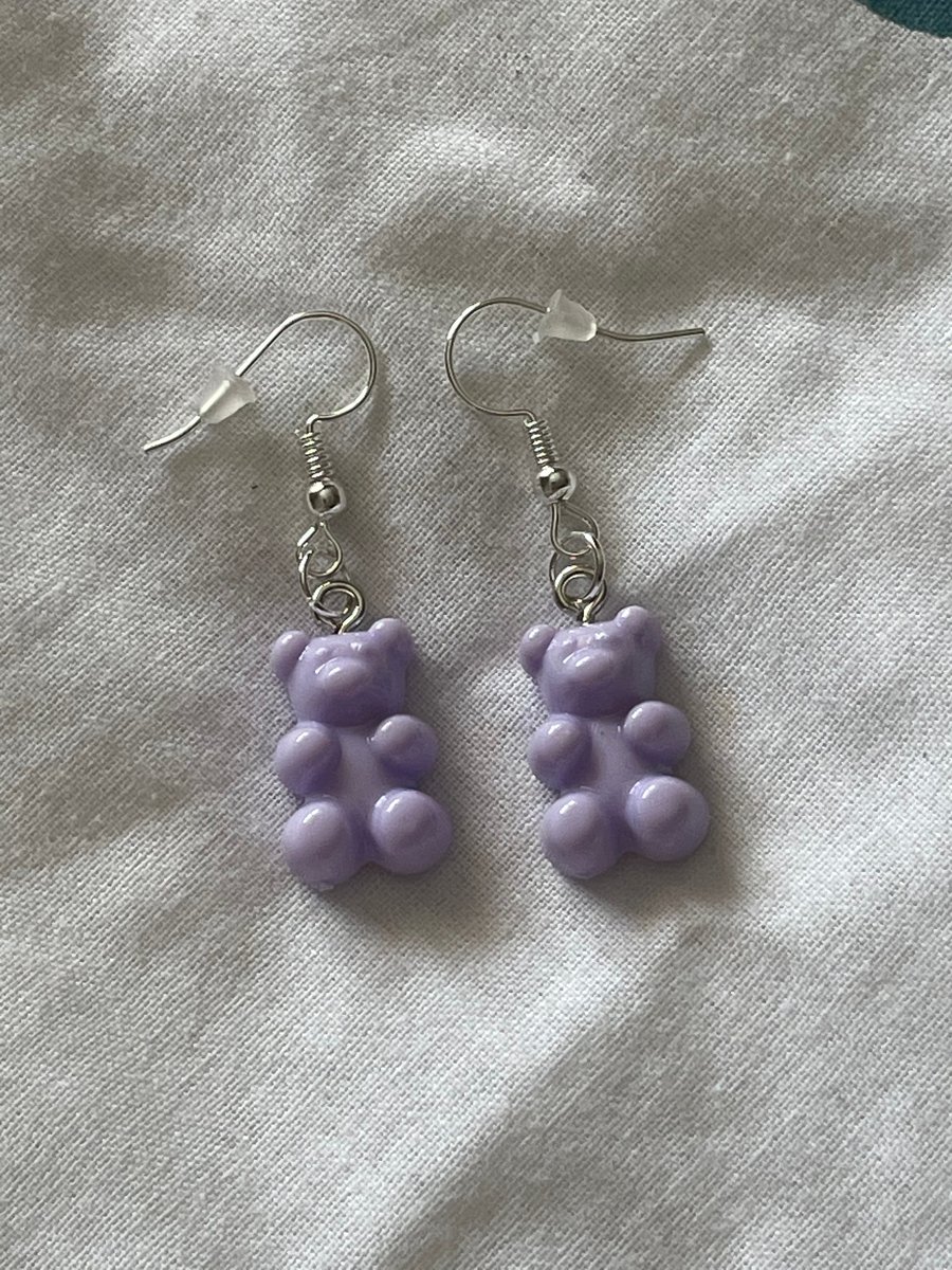 Pastel purple gummy bear earrings 