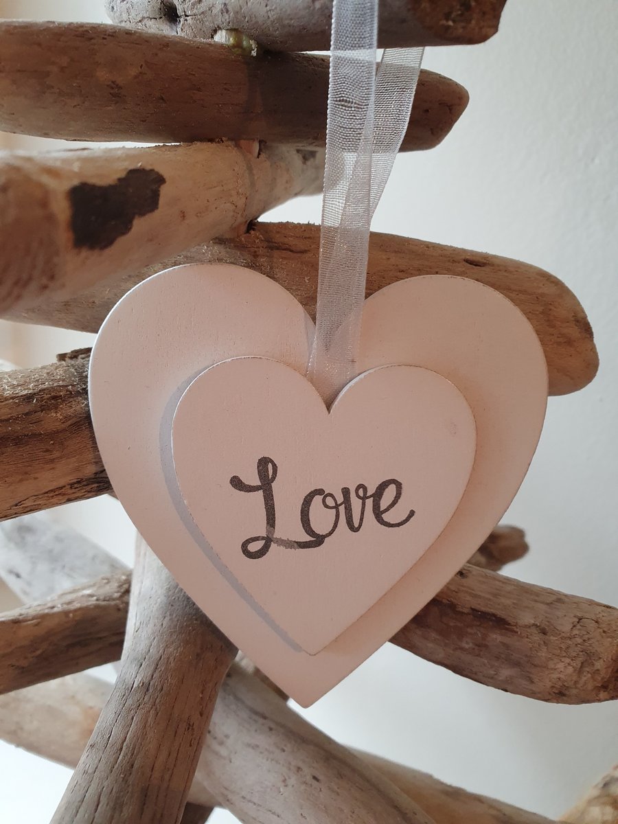 Double Heart 'Love' Hanging Decoration