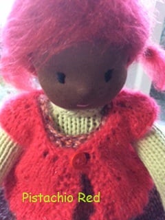 knitted doll - Pistachio Red