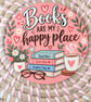 Book lover coaster 'Books are my happy place' cosy reading coaster - Image 2