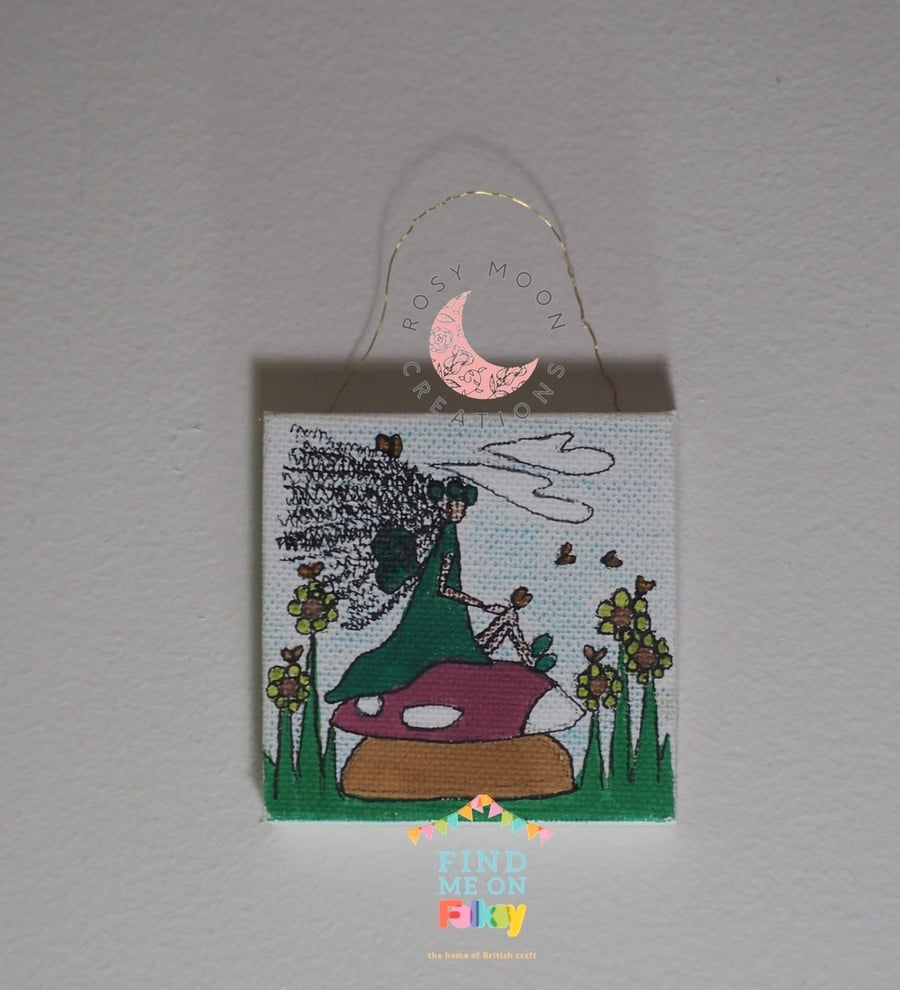 Fairy With Flowers & Butterflies on Canvas