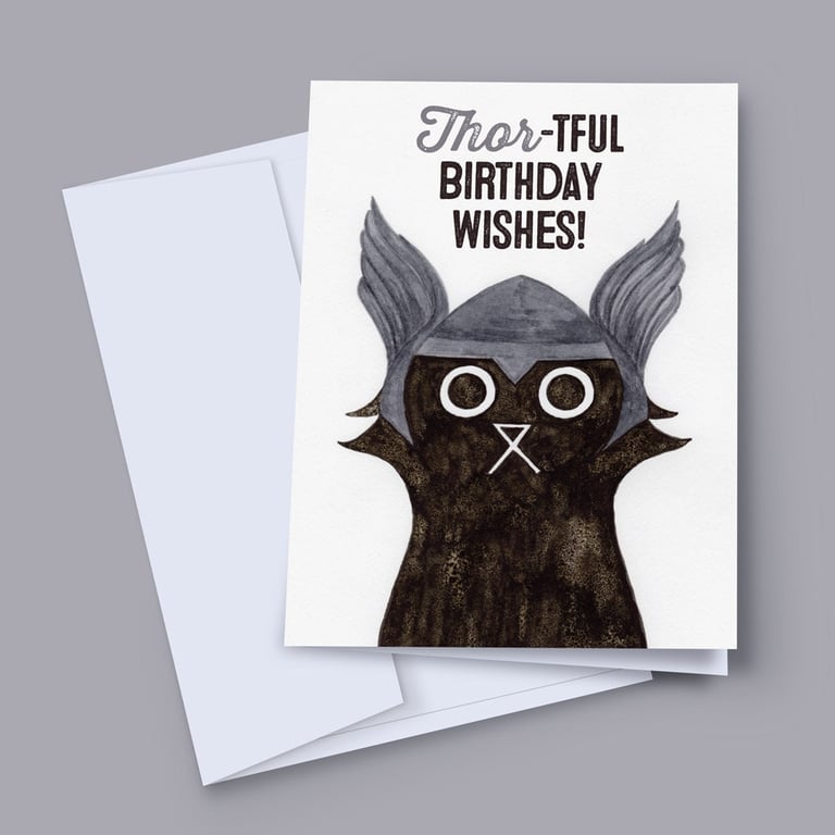 Thor Cat Birthday Card, Marvel Style Birthday Card, Avengers Style Birthday Card