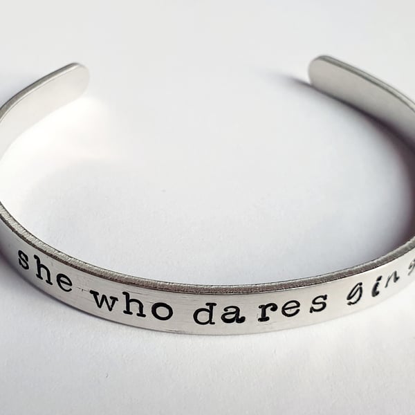 Stamped aluminium cuff bangle bracelet