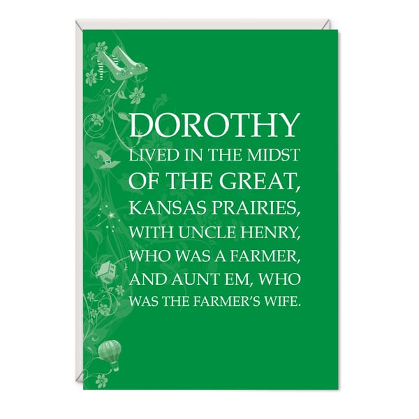 Wizard of Oz Greetings Card Literary Gift - Dorothy Word Art Card