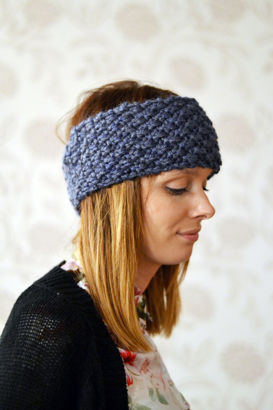 Womens Chunky Knit Cable Headband, Wide Headband, Earwarmer