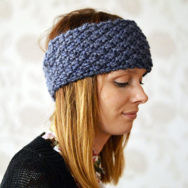 Womens Chunky Knit Cable Headband, Wide Headband, Earwarmer