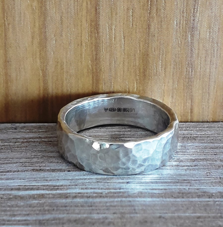 Wedding band Ring Size N Sterling Silver  , Hallmarked