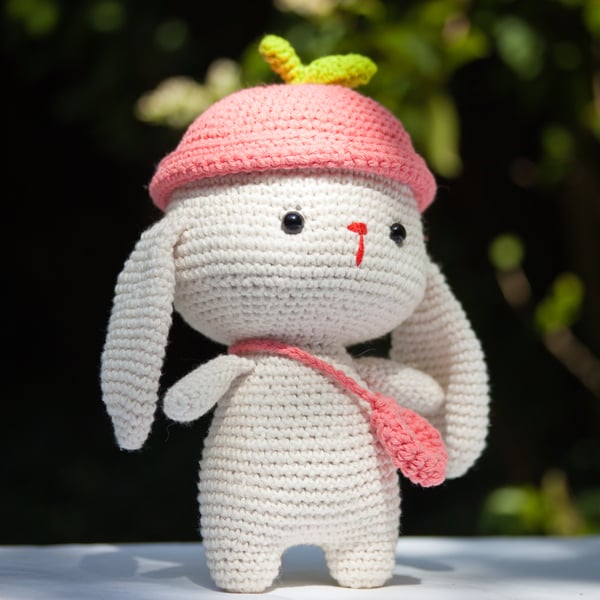 Crochet Bunny Rabbit - Peach Bunny Amigurumi Plushy