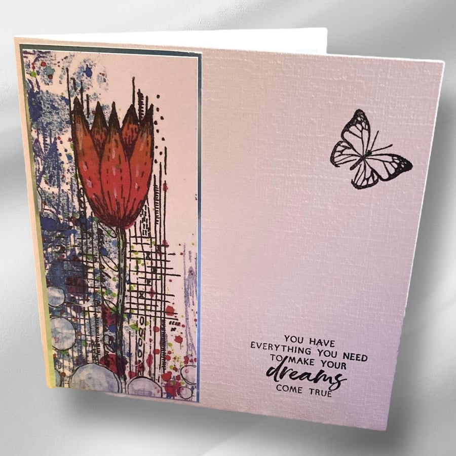 Blank floral greetings card with positive message