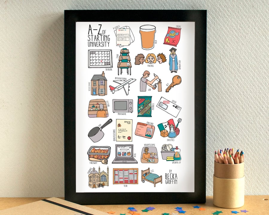 Starting University Alphabet Art Print