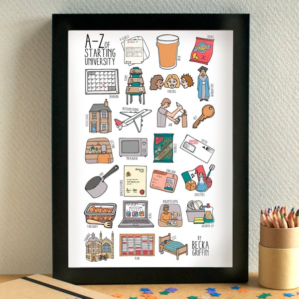 Starting University Alphabet Art Print