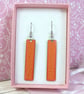 Orange minimalist drop earrings, lightweight colourful earrings - Image 4