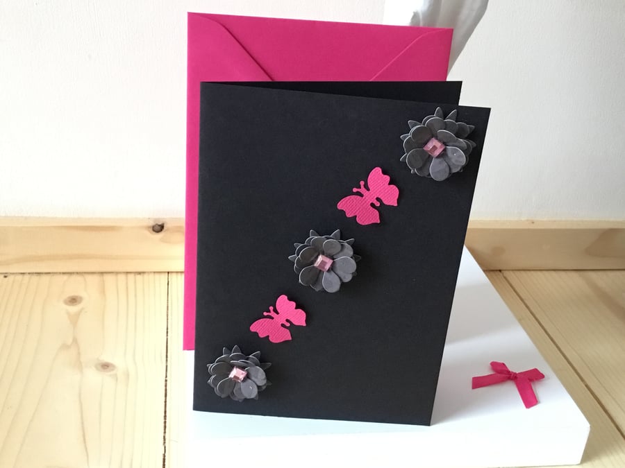 Pretty flower and butterfly card CC200