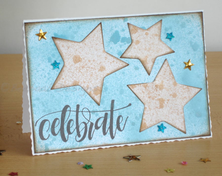 Celebrate handmade card, card with stars