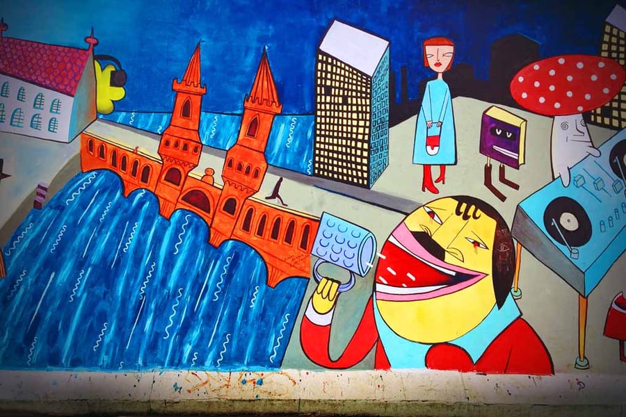 Berlin Wall Graffiti Artwork Street Art Mural Germany 18"x12" Print