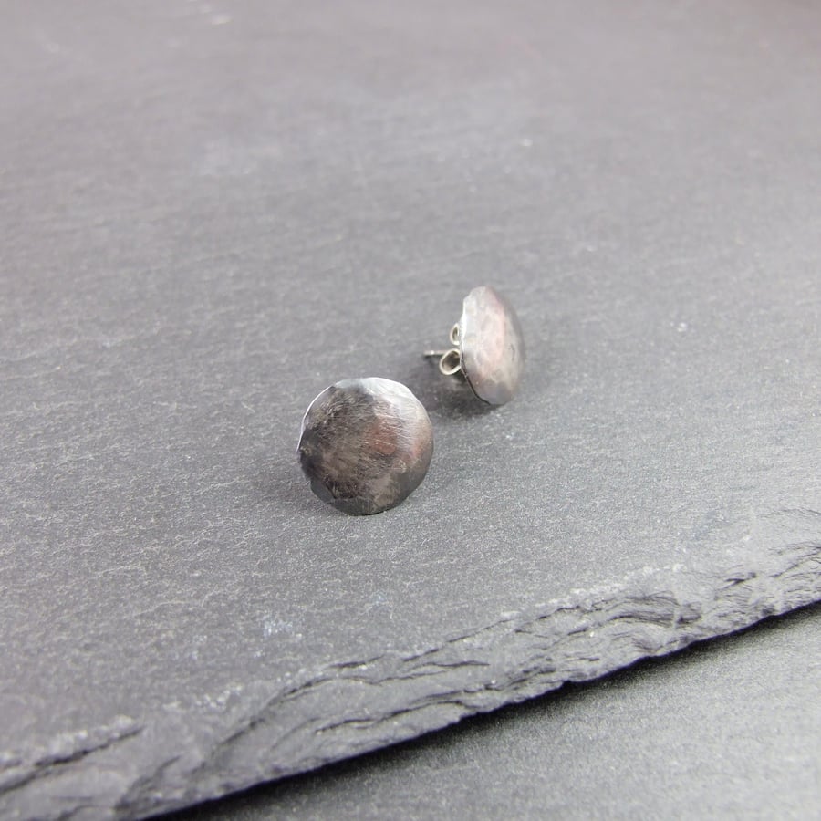Earrings, Sterling Silver, Simple Round Button Studs