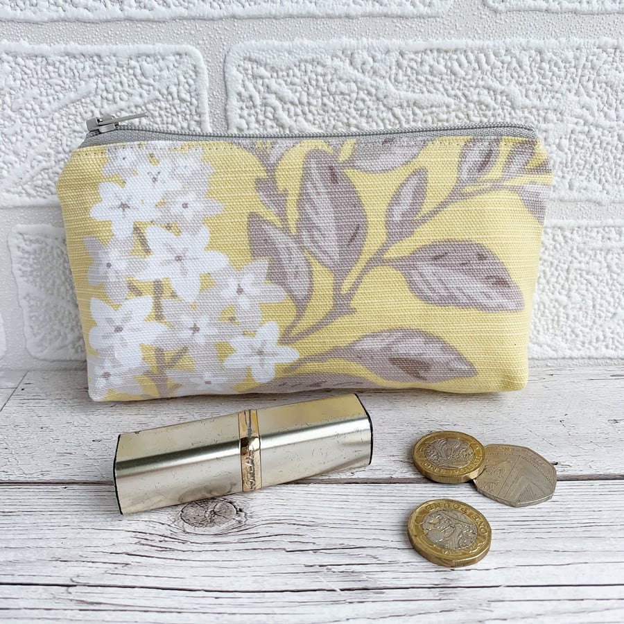 Large Purse, Coin Purse with Yellow and White Floral Pattern