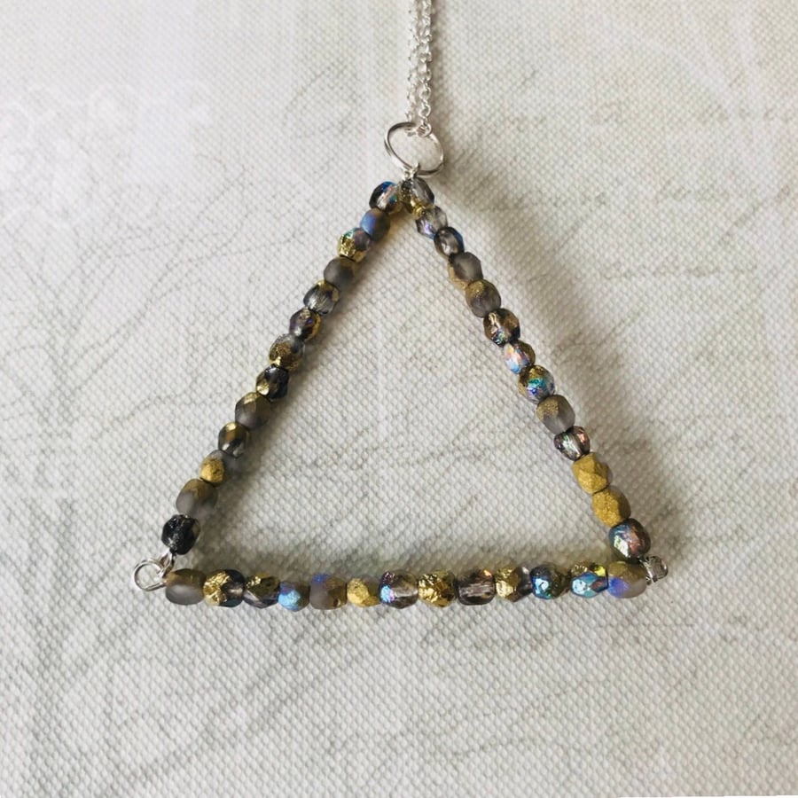 Beaded Triangle Pendant Necklace 