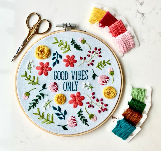 ‘Good Vibes Only', Embroidery Kit, Needlepoint Kit, Craft Kit