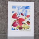 Abstract Poppies. Blank Card. Original Painting. 260144