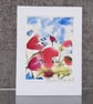 Abstract Poppies. Blank Card. Original Painting. 260144