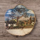 English Country Cottage - Rosehill Cottage - Large Wood-Burned Wall Art