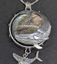 Sterling Silver Whale pendant, Silver whale pendant with labradorite stone - Image 3